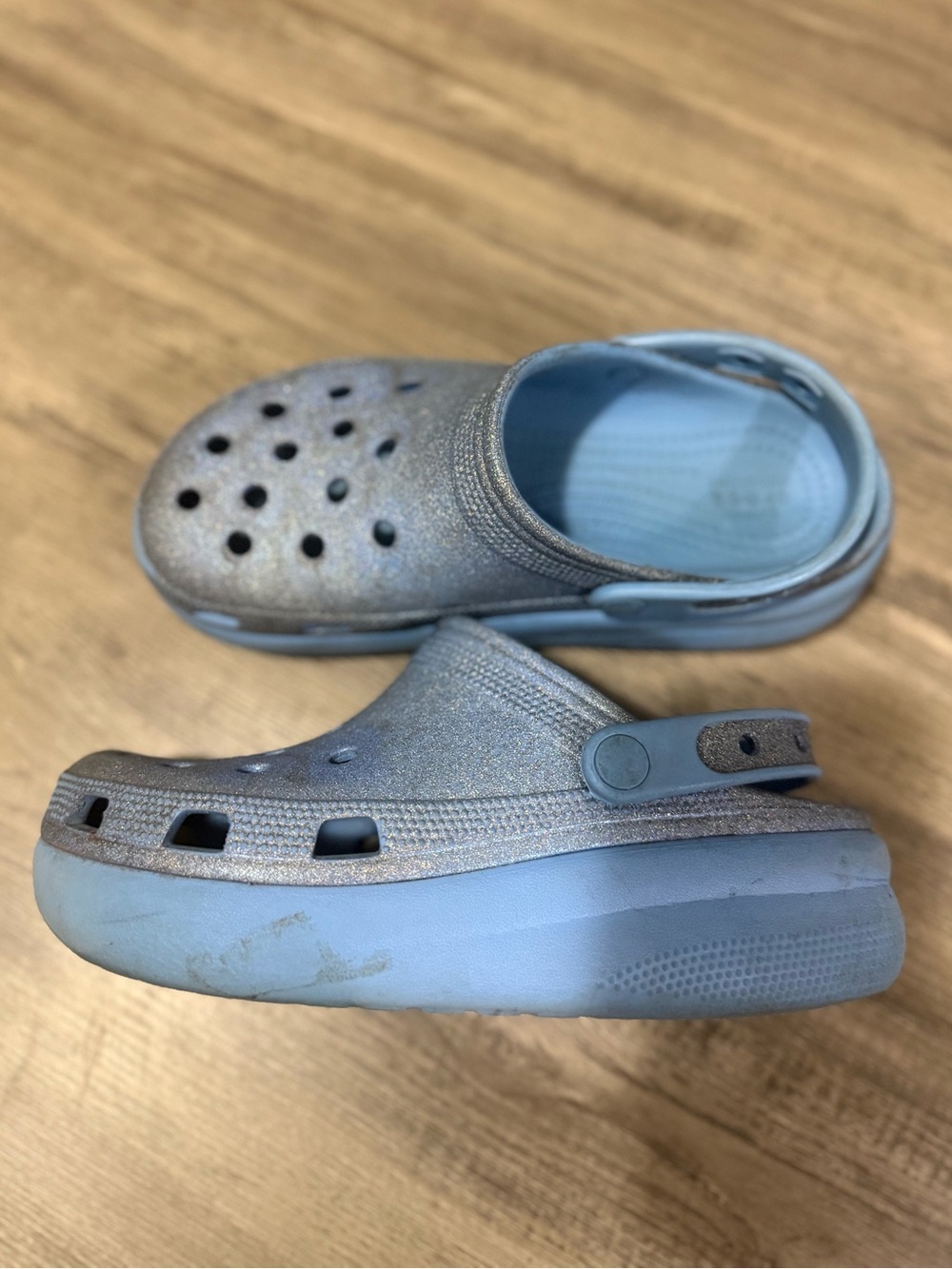 Crocs Cutie Glitter Platform Blue Clog Shoes